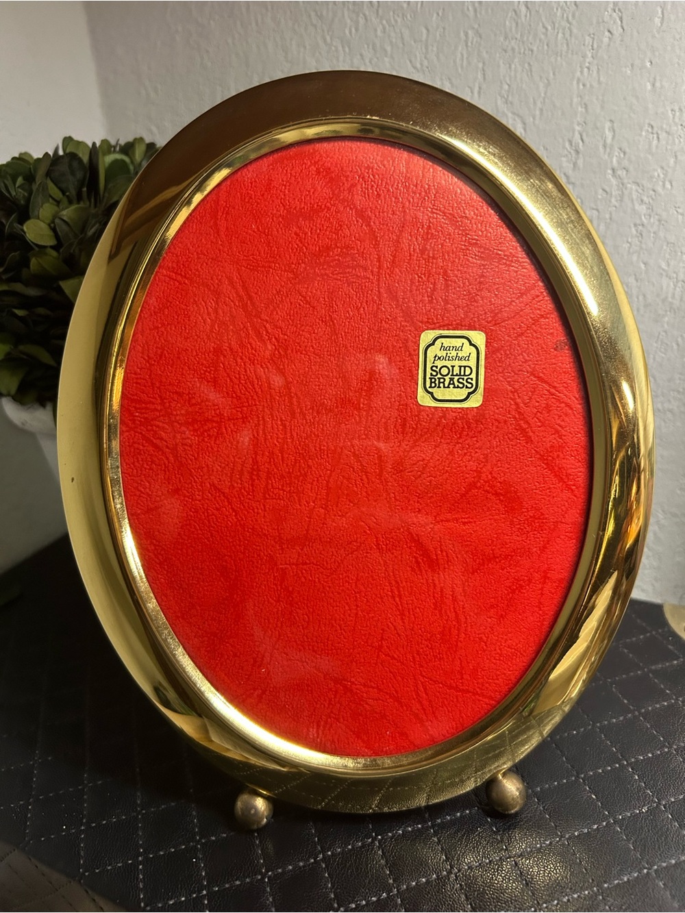 Vintage Hand Polished Solid Brass Oval Footed Picture Frame 8x6" with Ball Feet